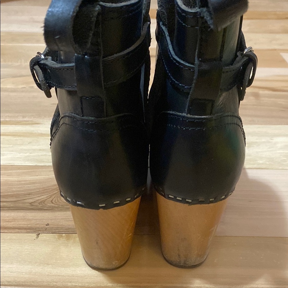 Women's Black Clog Style Ankle Boots - Picture 8 of 17